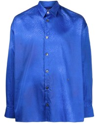 Мужская синяя шелковая рубашка с длинным рукавом от Études