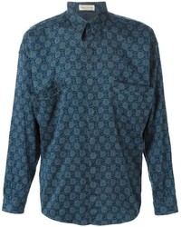 Мужская синяя шелковая рубашка от Gianni Versace