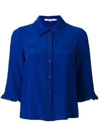 Женская синяя шелковая рубашка от L'Autre Chose