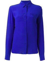 Женская синяя шелковая рубашка от Maison Margiela