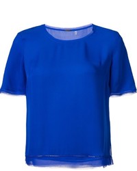 Синяя шелковая футболка