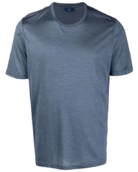 Мужская синяя шелковая футболка с круглым вырезом от Barba