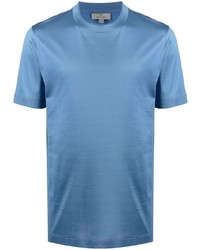 Мужская синяя шелковая футболка с круглым вырезом от Canali