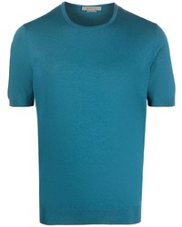 Мужская синяя шелковая футболка с круглым вырезом от Corneliani