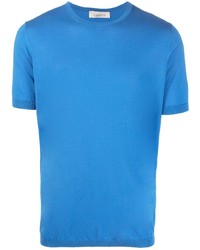 Мужская синяя шелковая футболка с круглым вырезом от Laneus