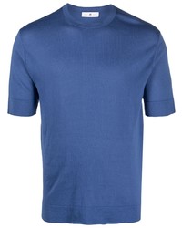 Мужская синяя шелковая футболка с круглым вырезом от PT TORINO
