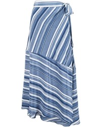 Синяя шелковая юбка в горизонтальную полоску от Sam&lavi