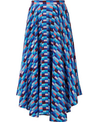 Синяя шелковая юбка-миди
