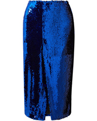 Синяя юбка-карандаш с пайетками