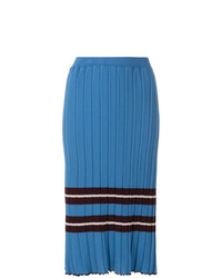 Синяя юбка-миди в горизонтальную полоску от Chiara Bertani