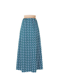 Синяя юбка-миди с принтом от Daniela Pancheri