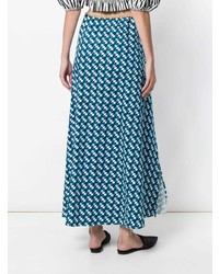 Синяя юбка-миди с принтом от Daniela Pancheri