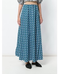 Синяя юбка-миди с принтом от Daniela Pancheri