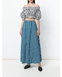 Синяя юбка-миди с принтом от Daniela Pancheri