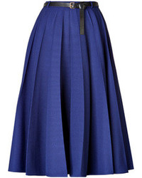 Синяя юбка-миди со складками