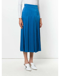 Синяя юбка-миди со складками от Fendi