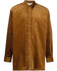 Мужская табачная вельветовая рубашка с длинным рукавом от Acne Studios