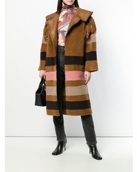 Женская табачная дубленка с принтом от Blancha