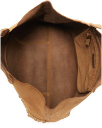 Табачная замшевая большая сумка c бахромой от Madewell