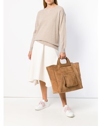 Табачная замшевая большая сумка от Max Mara