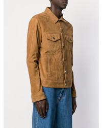 Мужская табачная замшевая куртка-рубашка от Alanui