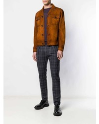 Мужская табачная замшевая куртка-рубашка от Prada