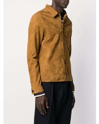 Мужская табачная замшевая куртка-рубашка от Ami Paris