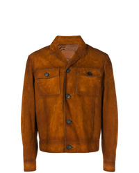 Мужская табачная замшевая куртка-рубашка от Prada