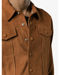 Мужская табачная замшевая куртка от Saint Laurent