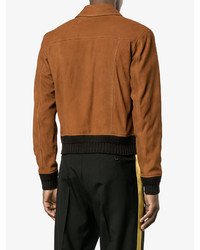 Мужская табачная замшевая куртка от Saint Laurent