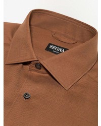 Мужская табачная классическая рубашка от Zegna