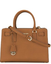 Табачная кожаная большая сумка от MICHAEL Michael Kors