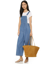 Табачная кожаная большая сумка от Jerome Dreyfuss