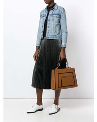 Табачная кожаная большая сумка от Fendi