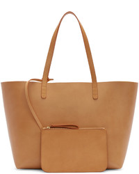 Табачная кожаная большая сумка от Mansur Gavriel