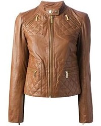 Женская табачная кожаная куртка от MICHAEL Michael Kors
