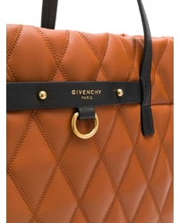 Табачная кожаная стеганая большая сумка от Givenchy