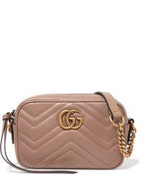Женская табачная кожаная стеганая сумка от Gucci