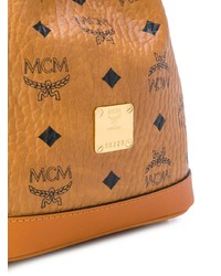 Табачная кожаная сумка-мешок от MCM