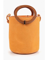Табачная кожаная сумка-мешок от Mango