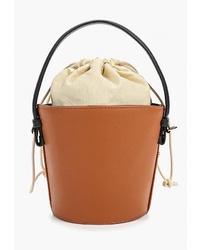 Табачная кожаная сумка-мешок от Topshop