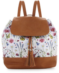 Табачная кожаная сумка с цветочным принтом