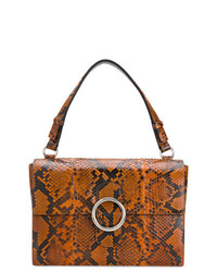 Табачная кожаная сумка-саквояж со змеиным рисунком от Orciani