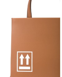 Табачная кожаная сумка через плечо с принтом от Off-White