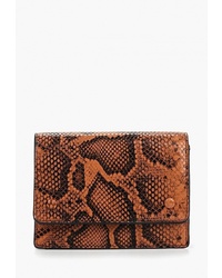 Табачная кожаная сумка через плечо со змеиным рисунком от Mango