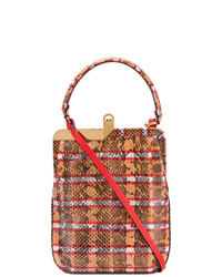 Табачная кожаная сумка через плечо со змеиным рисунком от Marni