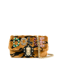 Табачная меховая сумка через плечо с леопардовым принтом от Dolce & Gabbana
