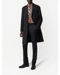 Мужская табачная рубашка с длинным рукавом в шотландскую клетку от Burberry