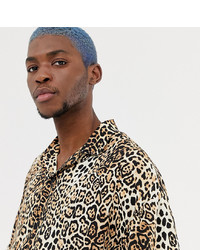 Табачная рубашка с длинным рукавом с леопардовым принтом