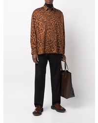 Мужская табачная рубашка с длинным рукавом с леопардовым принтом от Études